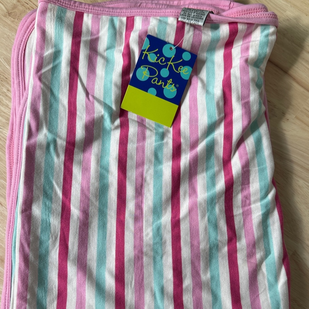 Kickee Pants Pink and White Striped Blanket Stroller Blanket